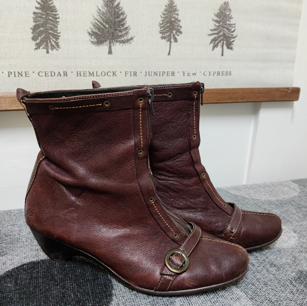 Børn Brown Leather Ankle Boots with Buckle Detail – 10